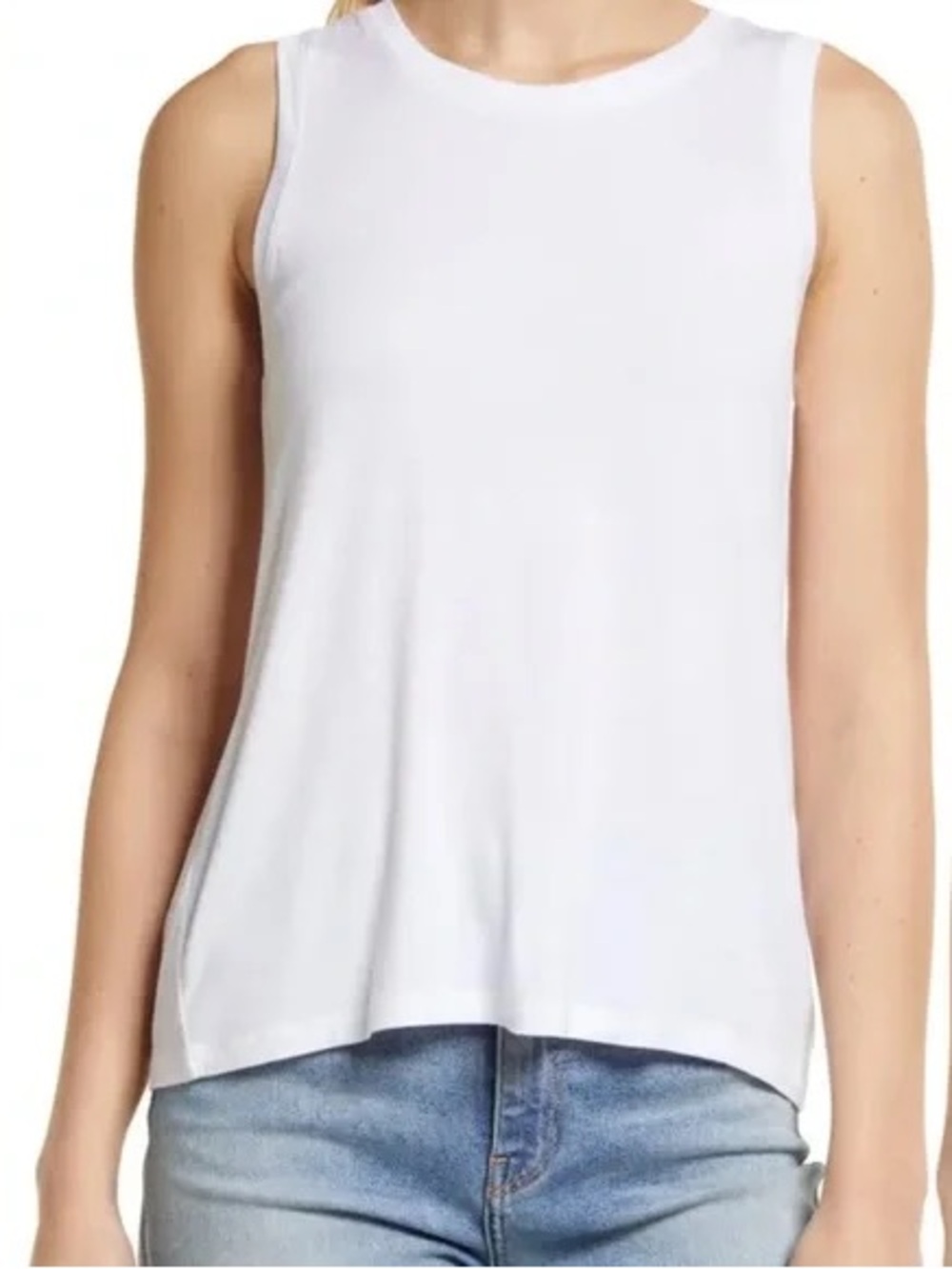 2/$30 - Halogen Keyhole Back Tank Top Sleeveless Rayon Spandex Knit White Medium